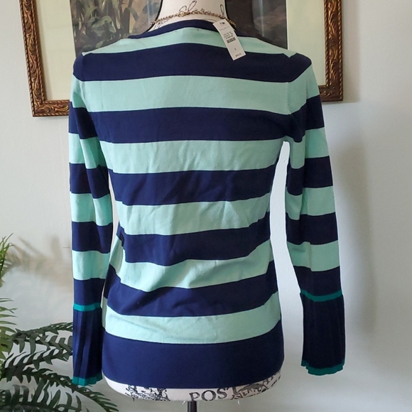 Talbots blue & green sweater w/ bell sleeves - Picture 5 of 10